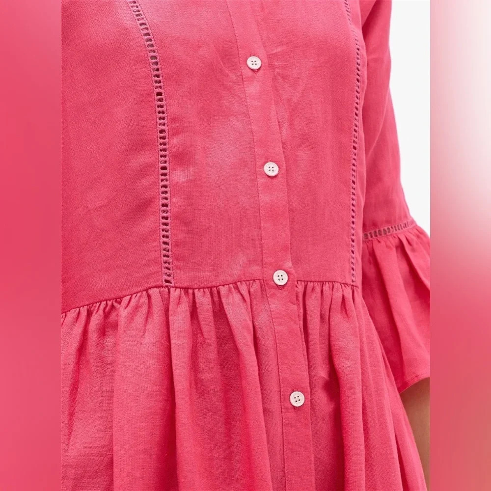 Solid & Striped Ruffled Cuff Linen Midi Shirt Dre… - image 6